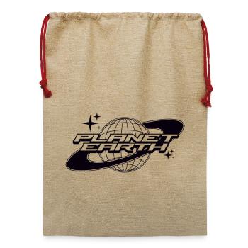 Planet Erde - Jute Weihnachtssack  - Beige - Vorne