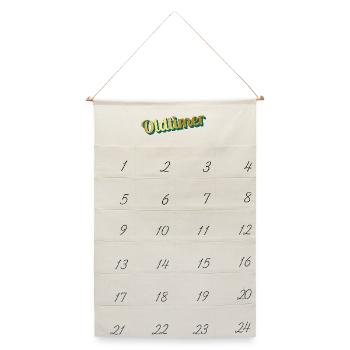oldtimer - Leinen Adventskalender  - Naturweiß - Vorne