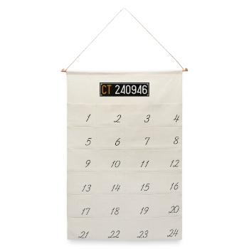 Vorderes Kennzeichen – CT46 - Leinen Adventskalender  - Naturweiß - Vorne