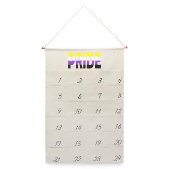 Pride Schriftzug Non-Binary Nichtbinär LGBTQ - Leinen Adventskalender  - Naturweiß - Vorne
