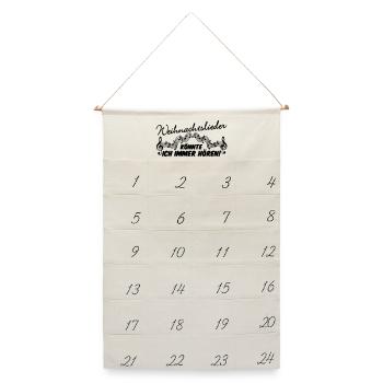 Weihnachtslieder Weihnachten Spruch Geschenk - Leinen Adventskalender  - Naturweiß - Vorne