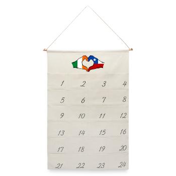 Irland Chile Flagge Hände Herzform - Leinen Adventskalender  - Naturweiß - Vorne