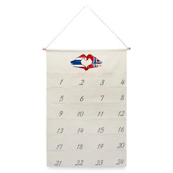 Thailand Schweden Flagge Hände Herzform used look - Leinen Adventskalender  - Naturweiß - Vorne