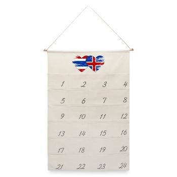 Thailand Island Flagge Herzform used - Leinen Adventskalender  - Naturweiß - Vorne