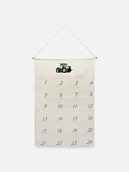 Grüner Traktor - MB-trac 1300 - Leinen Adventskalender  - Naturweiß