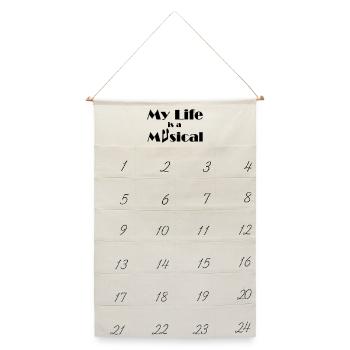 Musical Musik Theater Bühne Fan - Leinen Adventskalender  - Naturweiß - Vorne