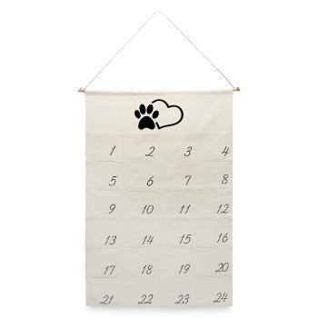 Pfote Herz - Leinen Adventskalender  - Naturweiß - Vorne