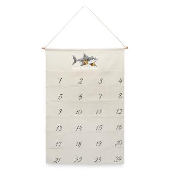 Doo Doo Hai Schwimmflügel Meer Humor - Leinen Adventskalender  - Naturweiß - Vorne