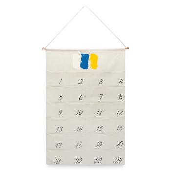 Kanarische Inseln Flagge - Pinselstriche - Leinen Adventskalender  - Naturweiß - Vorne