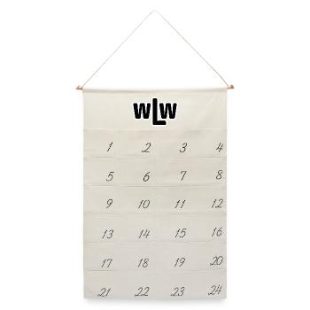 Wlw Outline Logo Stil - Leinen Adventskalender  - Naturweiß - Vorne