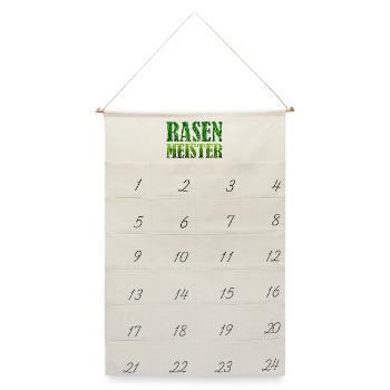 Rasenmeister Rasen mähen Garten Platzwart Fußball - Leinen Adventskalender  - Naturweiß - Vorne