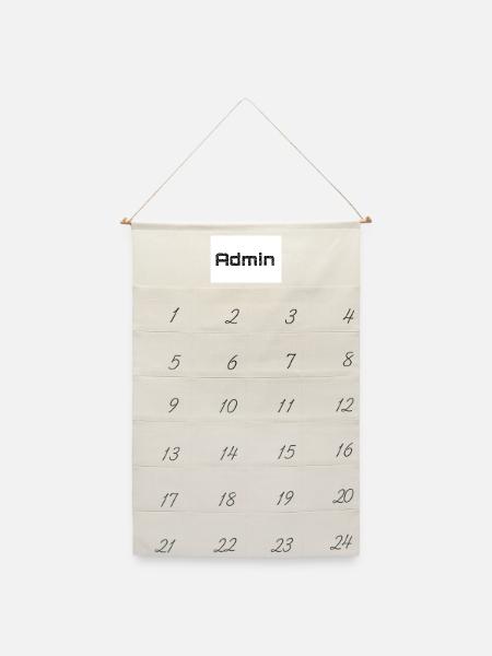 ADMIN Blackwords/WhiteBackround - Leinen Adventskalender - Naturweiß