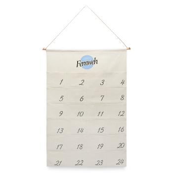 Fernweh V2 - Leinen Adventskalender  - Naturweiß - Vorne