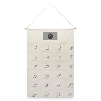 Steampunk Kompass-Zahnrad-Emblem - Leinen Adventskalender  - Naturweiß - Vorne
