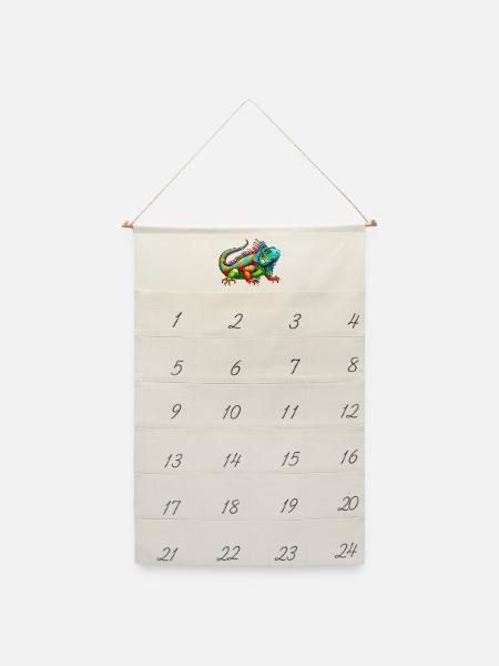 Leguan - Leinen Adventskalender - Naturweiß