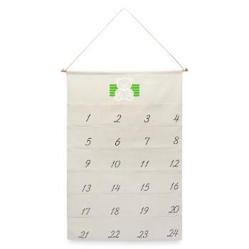 Baby Spielzeug Teddybär Stofftier lustige Sprüche - Leinen Adventskalender  - Naturweiß - Vorne