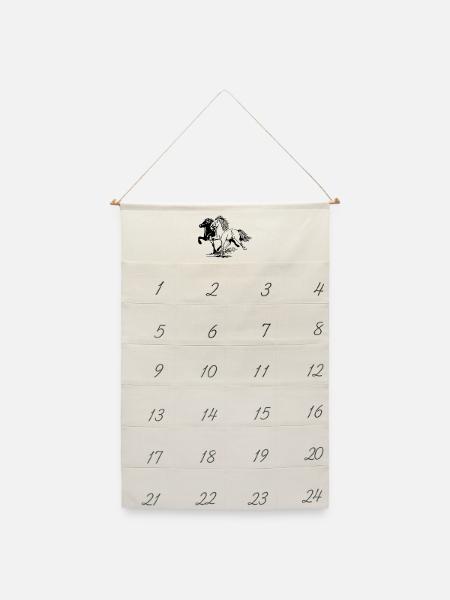 Wild Pferde - Leinen Adventskalender - Naturweiß