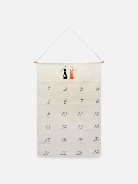 Witzige Kaninchen Hasen Hasis - Leinen Adventskalender - Naturweiß