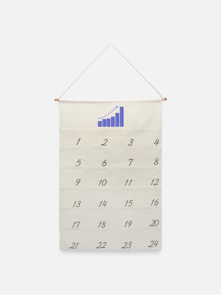 Wachstumsdiagramm mit dynamischer Steigung - Leinen Adventskalender - Naturweiß
