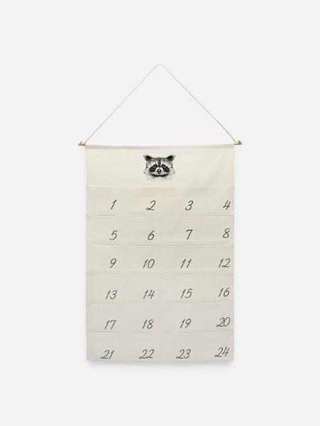 Waschbär - Leinen Adventskalender - Naturweiß
