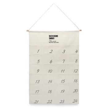 Dackel Dackel Dackel - Leinen Adventskalender  - Naturweiß - Vorne