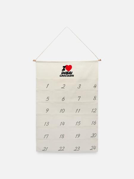 Ich liebe Dubai Schokolade - Leinen Adventskalender - Naturweiß