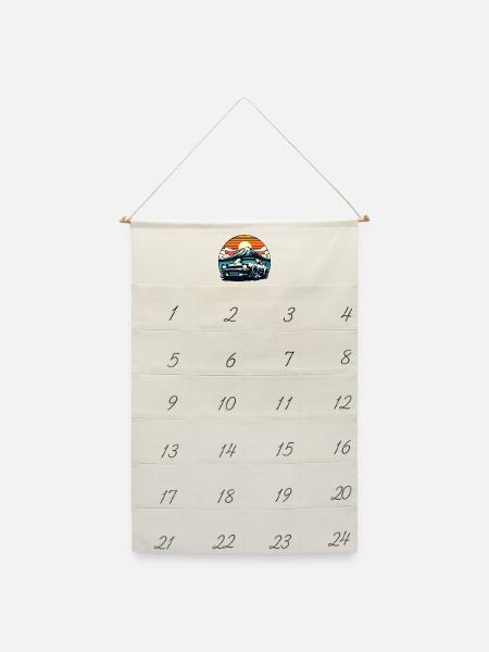 JDM-Auto Japanische Retro-Autorenn-Drift-Legende - Leinen Adventskalender - Naturweiß