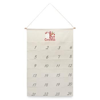 My first Christmas - Leinen Adventskalender  - Naturweiß - Vorne