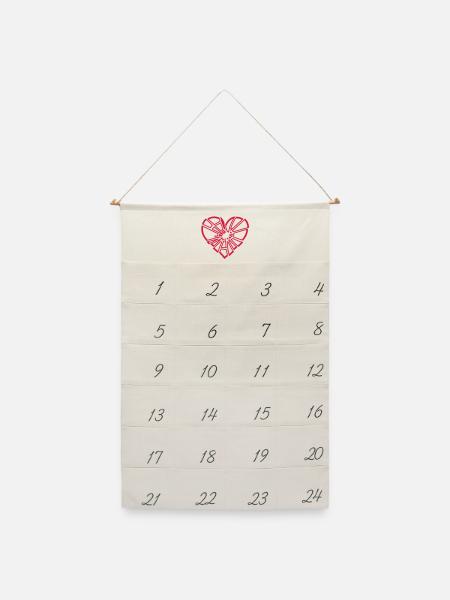zerbrochenes Herz - Leinen Adventskalender  - Naturweiß