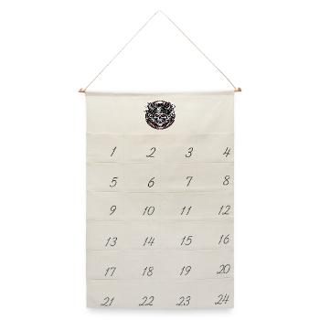 Vikingenschädel Feuerkreis - Leinen Adventskalender  - Naturweiß - Vorne