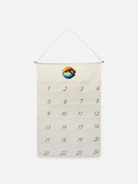 Kugelfisch - Leinen Adventskalender - Naturweiß