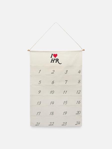 I love HR - Leinen Adventskalender  - Naturweiß