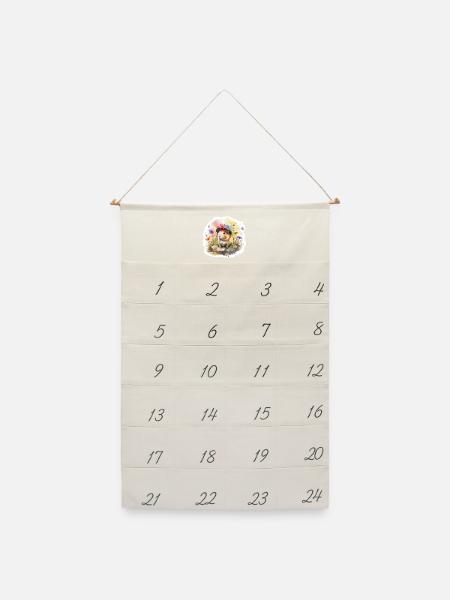 Meerschweinchen in Blumenwiese - Leinen Adventskalender - Naturweiß