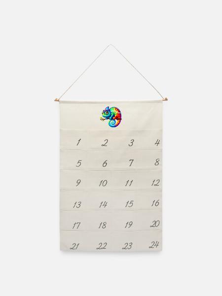 Chamäleon - Leinen Adventskalender  - Naturweiß