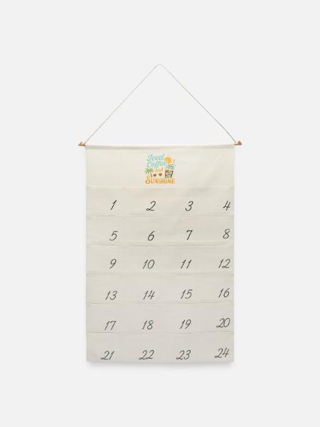 Eiskaffee und Sonnenschein - Leinen Adventskalender  - Naturweiß