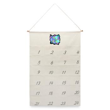 Farbblüten Patchwork - Leinen Adventskalender  - Naturweiß - Vorne