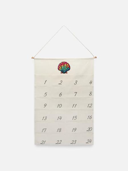 Muschel - Leinen Adventskalender - Naturweiß