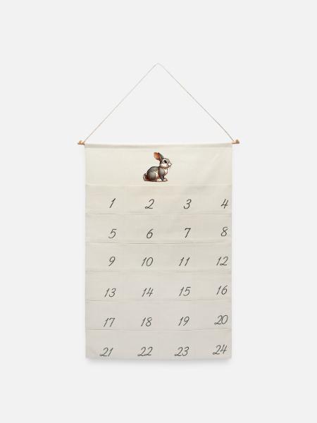 Kaninchen - Leinen Adventskalender  - Naturweiß