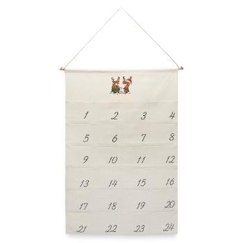 67 Six Seven 6-7 Frohe Weihnachten Santa Lustig - Leinen Adventskalender  - Naturweiß - Vorne