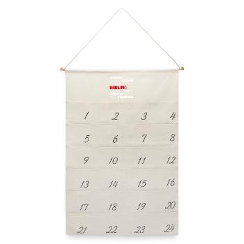 Berlin Retro Stadt und Bär Vintage Urlaub Souvenir - Leinen Adventskalender  - Naturweiß - Vorne