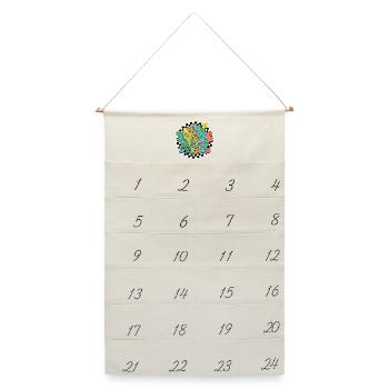 Auf dem Weg zur Schule, zurück in die Schule, Geschenk - Leinen Adventskalender  - Naturweiß - Vorne