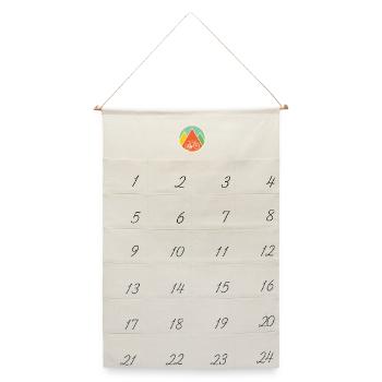 Fahrrad Berge Natur Abenteuer - Minimal Design - Leinen Adventskalender  - Naturweiß - Vorne