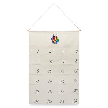 Leuchtender Regenbogen-Luchs - Leinen Adventskalender  - Naturweiß - Vorne