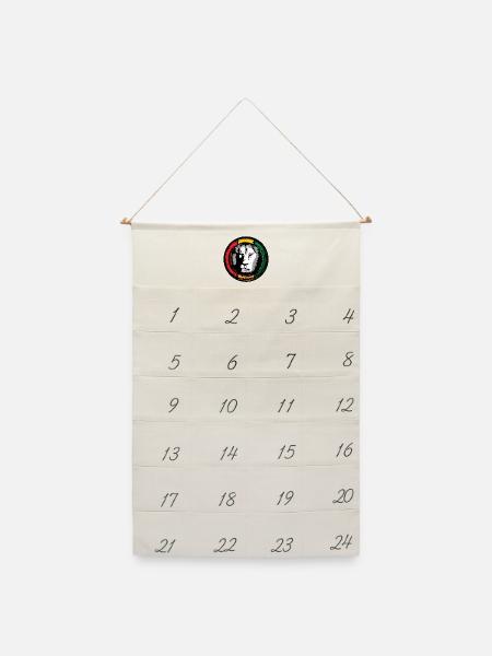 Reggae Löwe im Rasta Stil - Leinen Adventskalender - Naturweiß