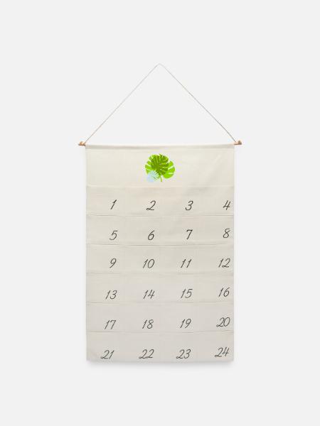 blatt - Leinen Adventskalender - Naturweiß