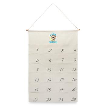 Affen - Leinen Adventskalender  - Naturweiß - Vorne