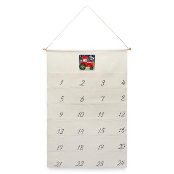 Fußball Lokomotive MAUS - Leinen Adventskalender  - Naturweiß - Vorne