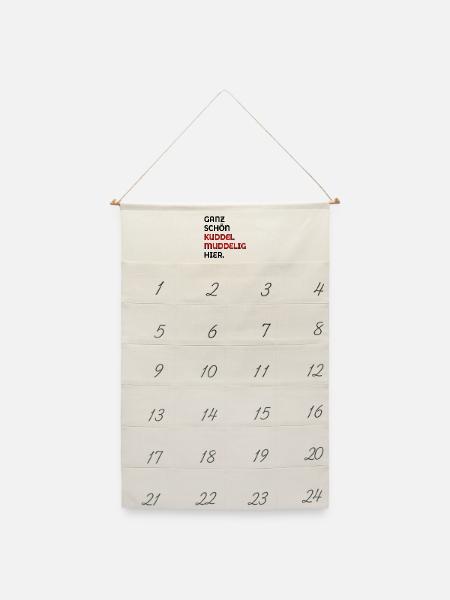 KUDDELMUDDELIG PLATTDEUTSCH SPRÜCHE - Leinen Adventskalender  - Naturweiß