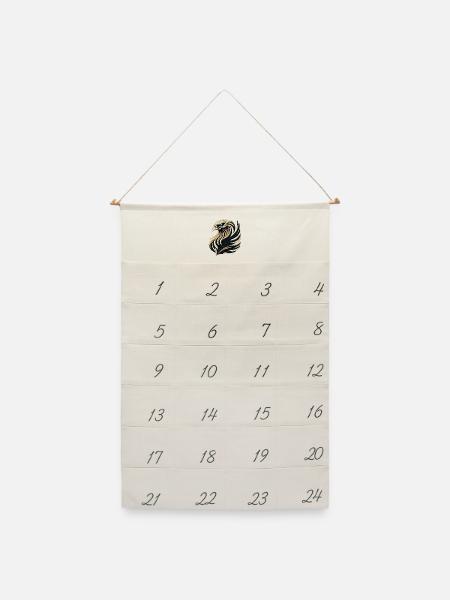 Majestätisches Adler-Stickerei-T-Shirt - Leinen Adventskalender  - Naturweiß