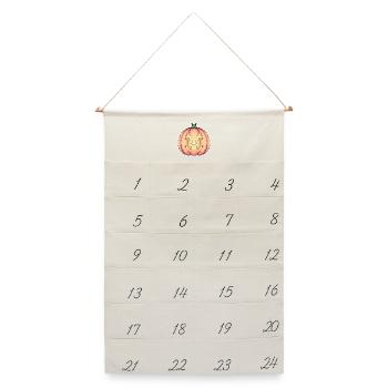 Halloween Kürbis Kürbis Kürbis Laterne Design - Leinen Adventskalender  - Naturweiß - Vorne